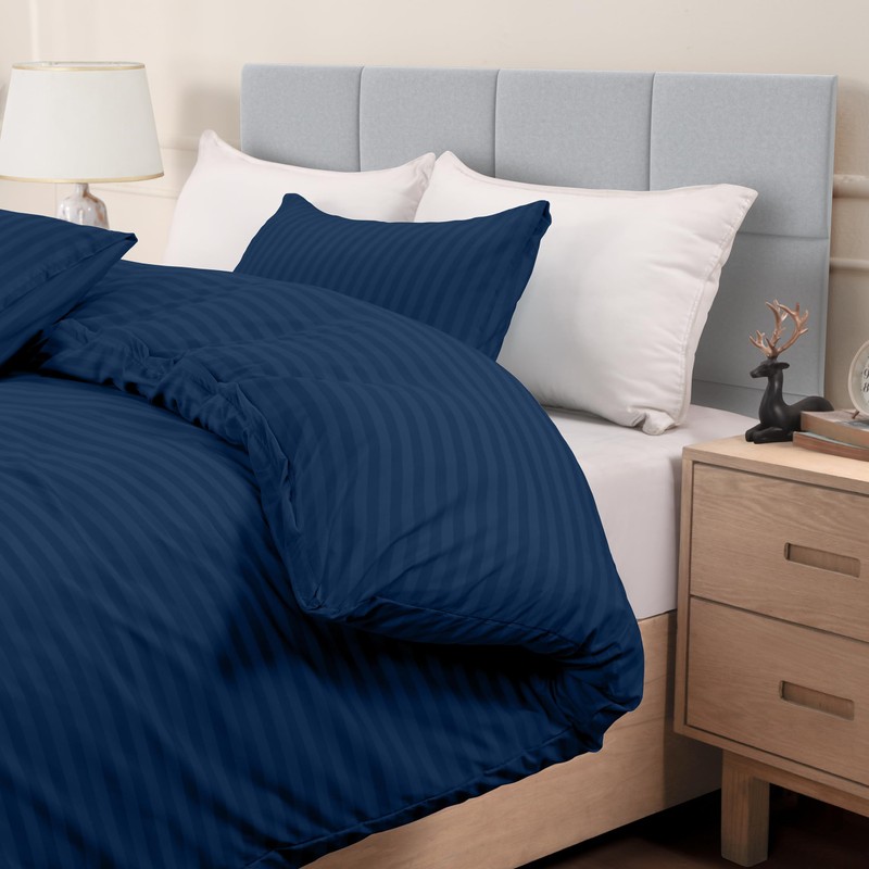 Utopia Bedding Utopia Bedding Double Striped Navy Print Duvet Cover