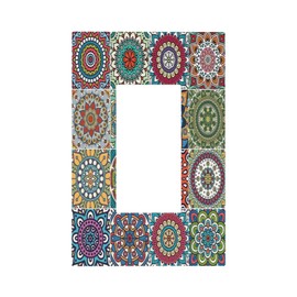 Vintage Mexican Tile Talavera Ceramic 1 Gang Rocker Light Switch Plate Single Decora Outlet Wall Plate Cover Faceplate Decorative Switchplate GFCI for Farmhouse Bathroom Bedroom Living Room Decor