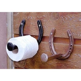 Rustic Toilet Paper Holder Wall Mounted Great for Vintage Bathroom - Wall Mounted Horseshoe and Railroad Spike - Natural Metal - The Heritage Forge