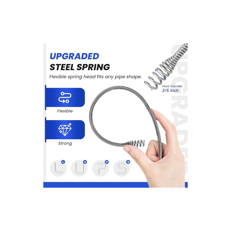 XJX 25FT Drain Snake with Drill Adapter for Easy Clog
