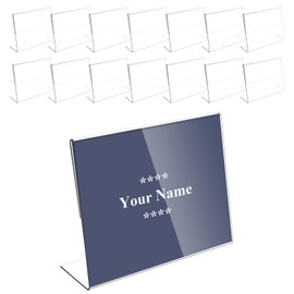 15 Pieces Acrylic Label Holder, Label Holder, 9 x 6 cm, Price Tag Stand, Table Stand, Roof Shape, Slanted Business Card Display, Name Card Holder for Office, Bakeries, Shop, Supermarket (A)