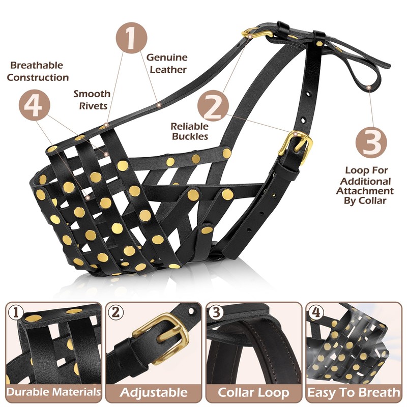OOPSDOGGY Labrador Dog Muzzle for Large Dogs - Leather Breathable