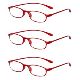 Calabria 718 Flexie Oval Reading Glasses +0.50 Red (3pack) Men/Women Bendable Readers Flexible Durable TR90 Frame