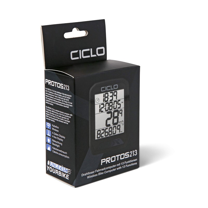 CICLO PROTOS 213 Wireless Bicycle Computer in Black with 13