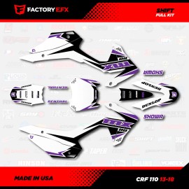 Factory EFX White & Purple Crf110 Shift Racing Graphics kit fits Honda 2013-2018 decal 13-18