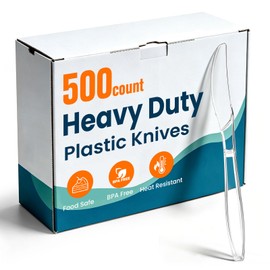 500 Count Plastic Knives Heavy Duty, Clear Plastic Knives Disposable Bulk