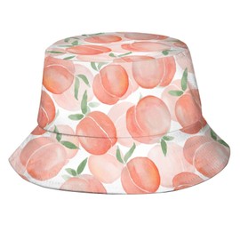 Bucket Hat Sun Beach Packable Fisherman Cap for Women Men Summer Outdoor Hiking, Pink Peach Cute Watercolor, One Size