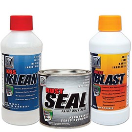 KBS Coatings 50010 Safety Blue System Sampler 3 Step System - KBS Klean (8oz.), Rust Blast (8oz.), Rust Seal (8oz.)