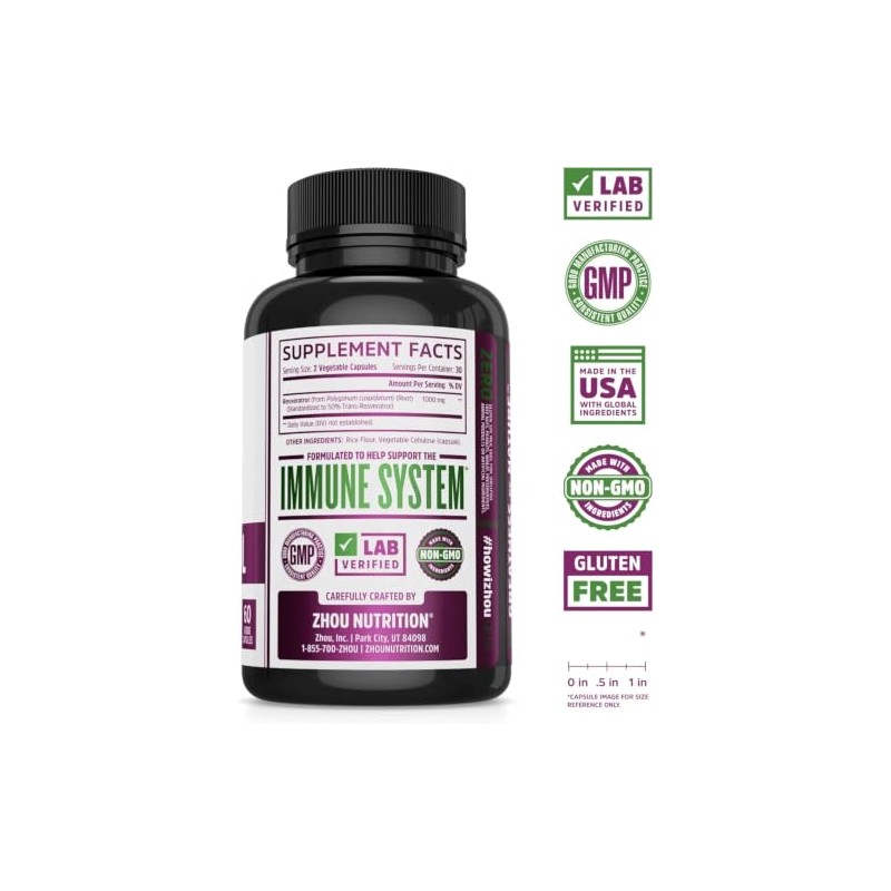 Resveratrol Supplement for Healthy Aging, Immune System Heart Health Support