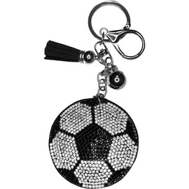Woodstar Sports Keychain (Baseball, Soccer, Basketball, Volleyball, Rugby) Cushion Sequin Rhinestone Keychain