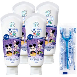 Clinica Kid's Toothpaste, Fluorine, Enzyme, Toothpaste, For Kids, Grape, 2.1 oz (60 g) x 4 + Y-Shaped Floss Included