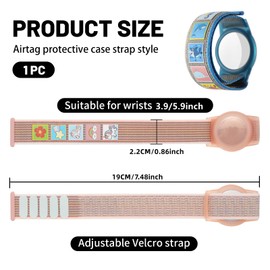 NATOSU AirTag Kids Wristband Anti-Loss Scratch Protection Airtag Wristband for Kids Protective Nylon Case Cute Shark Pattern Toddler for AirTag