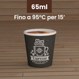 500 CuzcoCUP 65ml Coffee Paper Glasses Eco-Friendly Biodegradable Disposable Small Asport Hot Drinks
