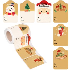 300pcs Christmas Tag Stickers, 2x3inch Christmas Gift Tags Self Adhesive Roll Label Stickers Name Stickers for Greeting Cards Boxes Envelopes Decoration Wrapping Sealing