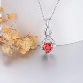 LONAGO Infinity Urn Necklace for Ashes, Sterling Silver/White Gold Plated Birthstone February Infinity Cremation Jewelry Gift Keepsakes Locket Necklace for Women Men Pet Human Ashes(Locket Only)