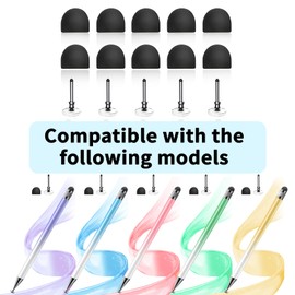 10 Rubber Tips+5 Transparent Disc Tips,High Precision and High Sensitivity Stylus Replacement Tibs,Black and Silver