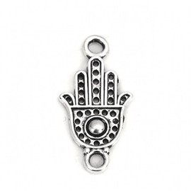 Moments of Beauty 5 Hamsa Hand Connector Charms Antiqued Silver Religious Charms Jewelry Making