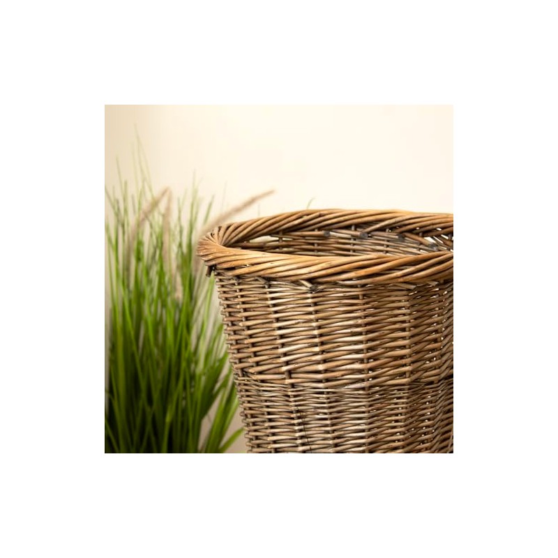 Darthome Antique Wash Round Paper Bin 28x28cm Willow Wicker Brown