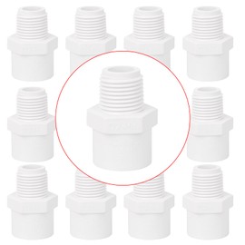 Lswteiz 10Pack 1/2" PVC Male Adapter Pipe Fittings (Socket x Male Pipe Thread) 2-Way PVC Hose Adapter Coupling with 1/2-Inch Male Hose Thread, Schedule 40, White