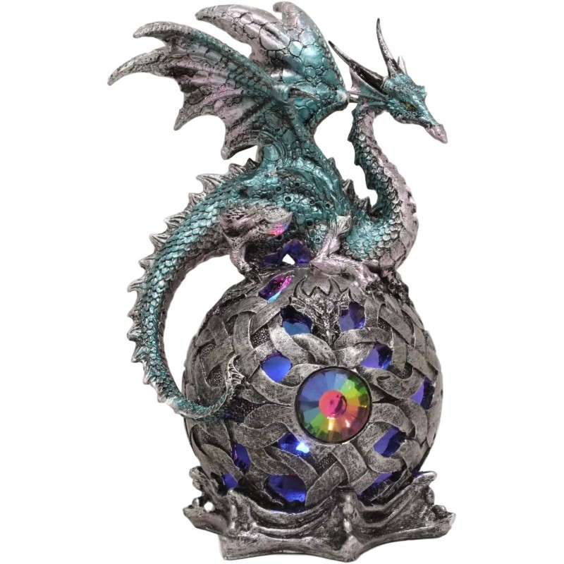 Ebros Dragon Perching On Color Changing LED Orb Night Light
