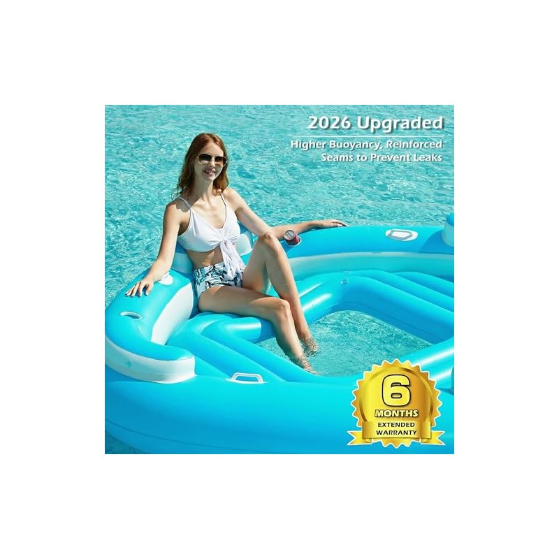 Jasonwell Floating Island Pool Float - Giant Inflatable Multi Person