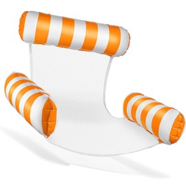 JAWUZ Air Mattress Pool 4 in 1 Inflatable Water Hammock Swimming Mattress PVC Pool Toy Pool Accessories Water Toy Swimming Chair with Headrest Armrests for Adults Swimming Pool Sea Summer