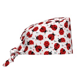 YANGZHI Cute Ladybug Lovely Unisex Adjustable Surgical Sweatband - Elastic Bandage Cap - Scrub Caps for Nurse Working Cap
