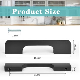 SPEACOUR Pack of 4 Furniture Handles, Black Cabinet Handles, Cabinet Door Handles, 96 mm Hole Spacing, Kitchen Handles, Modern Drawer Handles, Bar Handles with 8 Screws for Kitchen, Bathroom, Bedroom