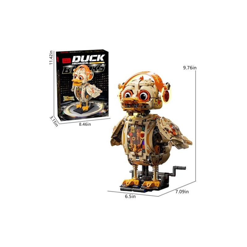 1168 PCS Mechanical Duck Building Block Toy Kit with LED