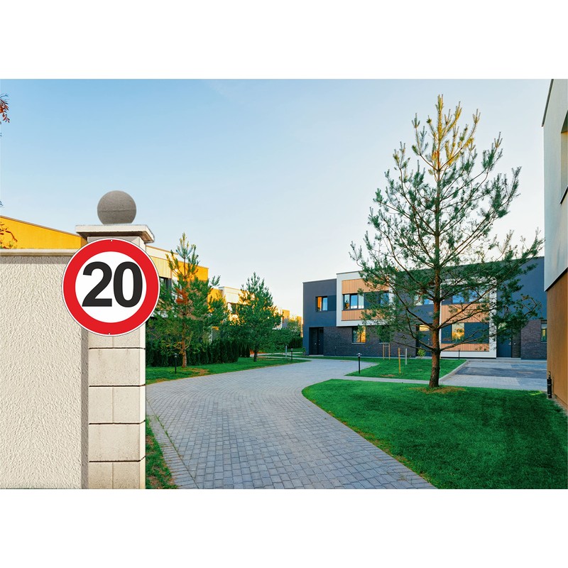 Pubblimania Maximum Speed 20km Aluminium Road Signs Round 3mm Thick
