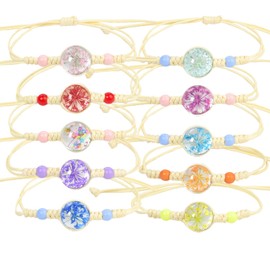 ELNX 10 Pcs Friendship Bracelets for Girls, Friendship Braided Bracelet Colorful Flowers Tree of Life Bracelet Adjustable Braided Bracelet for Women Teen Girls Birthday Party Favors