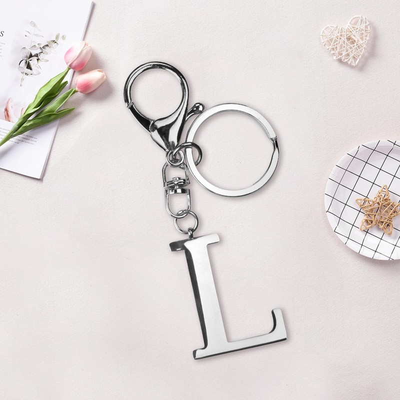 ORUZA Letter Keyring Alphabet Initial Keychain, Metal Letter Key Ring