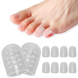 Pinky Toe Protectors for Women, 10 Pack Gel Little Toe Sleeves Guards, Silicone Clear Caps for Pain Relief, Corns and Blisters
