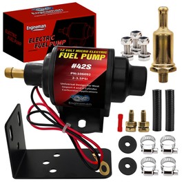 ENGINEMAN Gasoline Electric Fuel Pump Universal 5/16 Inch Inlet and Outlet Inline 12V 1-2A 28GPH 2-3.5 PSI Operating Fuel Pressure