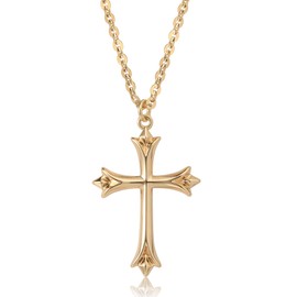 TONTMY STUDIOS Cross Necklaces for Women 14K Gold Plated Simple Cross Pendant Charm Necklaces Trendy Gold Jewelry for Women