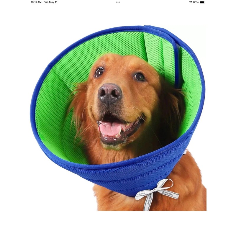 Boomaker Size 6 Soft Dog Cone Blue/Green, Protection From Licking/Biting