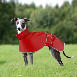 HBJSP Greyhound Raincoat Lightweight, Whippet Coats Waterproof, Greyhound Coats Waterproof, Whippet Raincoat, Greyhound Summer Winter Raincoat, Dog Coats for Lurcher for Medium, Large Dog (XXL, Red)