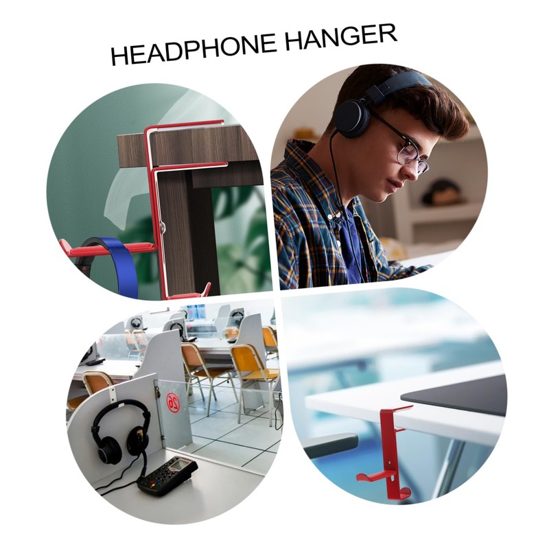 KONTONTY Headphone Stand Hanger Hook Desk Clamp for Headphones Metal