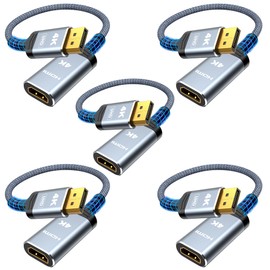 Highwings 4K DisplayPort to HDMI Adapter 5-Pack, Uni-Directional Display Port DP to HDMI Adaptor Converter Male to Female(1080p 120Hz), for AMD NVIDIA Dell HP Laptop HDTV Monitor Projector, [Passive]