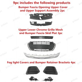 NAYSON 9PC For Trax 2017-2021 Front Radiator Cover Upper Lower Chrome Grille Mesh Kit