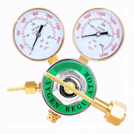 Baotkere Oxygen Regulator Welding Gas Gauges Full Brass Heavy Duty Large Tank Cutting Torch Kit Outlet 0-200PSI Inlet 0-4000PSI CGA 540 (Oxygen Regulator)