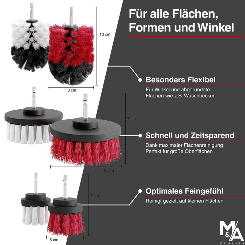 M&A Quality® Drill brush attachment set, set of 6 soft
