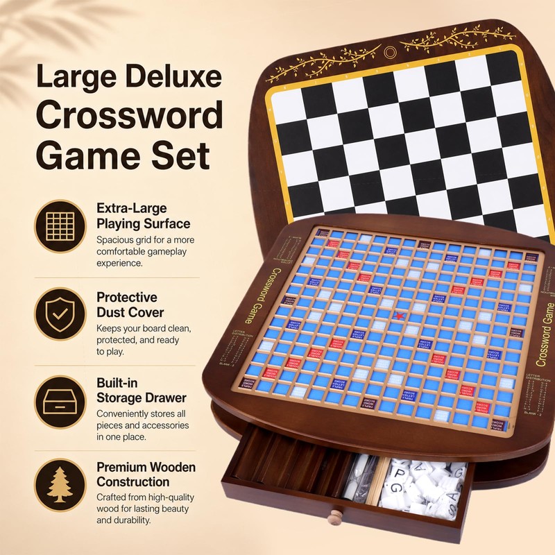 Deluxe Wooden Word Board Game, Extra Large 20" x 20"