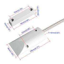 Aoje-Link OC-60 NC Rolling Door Contact Magnetic Reed Switch Alarm Sensor with 2 Wires, Zinc Alloy, 2pcs