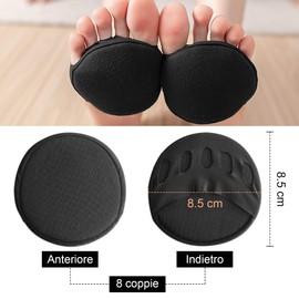 8 Pairs Forefoot Pads Metatarsal Pads Fabric Feet Orthopedic Insoles for Shoes and Feet Protection Orthopedic Footbed (Black)
