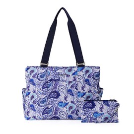 Baggallini East West Tote Bag, Blue Paisley