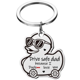 XgiftCreat Valentines Keychain Gifts for Dad - Drive Safe Dad I Love You, Keyring Key Chain Birthday Valentine’s Day Funny Heartwarming Gifts for Men Dad from Daughter Son