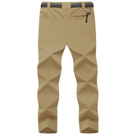 TBMPOY Men's Windproof Waterproof Athletic Pants for Outdoor Work Hiking Breathable Pants Thin Khaki XL