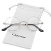 Round Clear Glasses for Men Women, Small Circle Metal Frame
