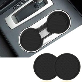 2PCS Car Cup Coaster, Non-Slip Universal Insert Coaster, Car Cup Holder Coaster, PVC Car Coaster Car Interior Accessories, Suitable for Most Car Interior (Black)